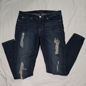 Jenni Women's Dark Blue Distressed Skinny Jeans Size 8